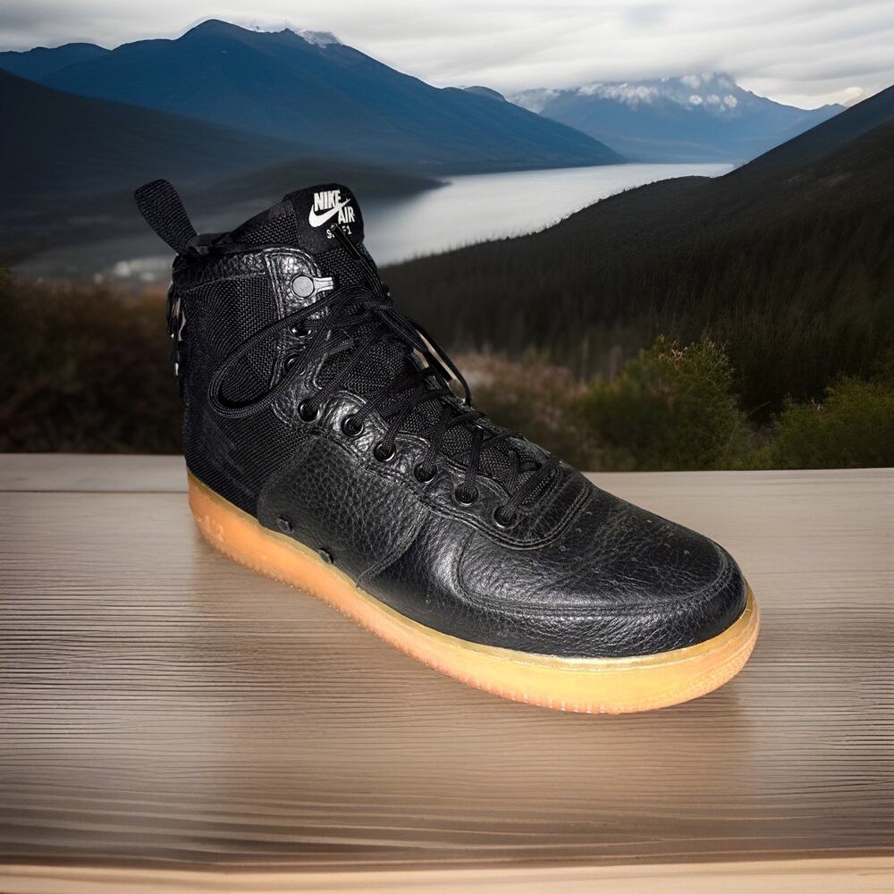 Nike Mens Size 10.5 AF-1 Urban Utility Leather Black Gum Sneakers 917753-003